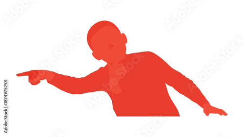 Child pointing gesture graphic illustration, isolated on white
