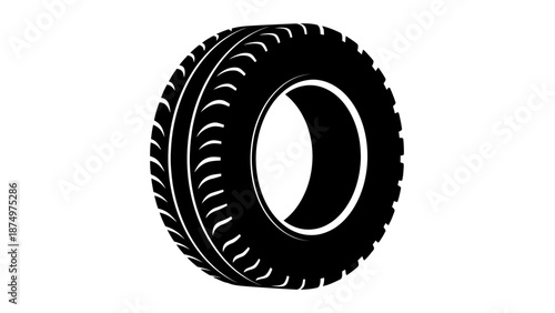 Black Tire Icon - Isolated on White Background