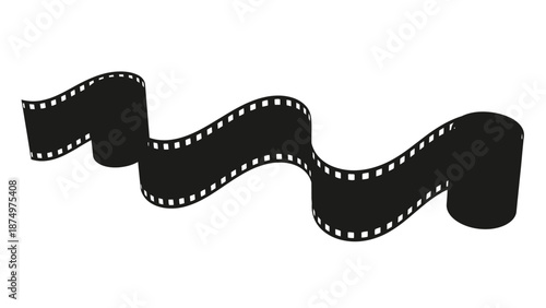 Wavy Film Strip on White Background