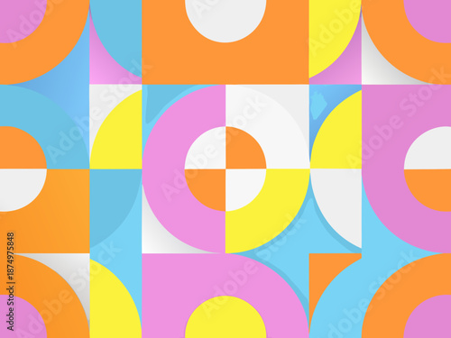 vibrant geometric pattern with colorful shapes and circles