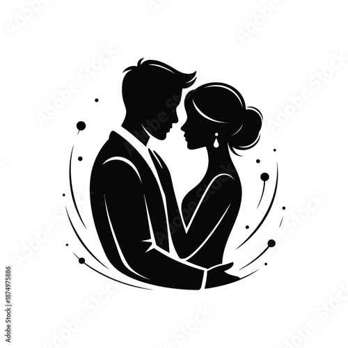 A romantic silhouette of a couple embracing a symbol of love and commitment beautifully displayed