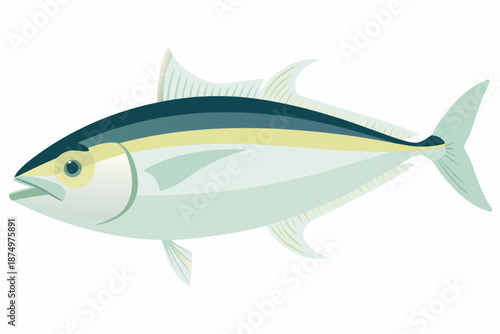 a large tuna fish with yellow and blue stripes