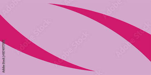 An abstract pink background featuring a purple wave pattern and heart elements creates a decorative vector illustration with elegant ribbon lines and curved light shapes for a Valentine's design