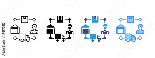 Distribution Network icon set multiple style collection