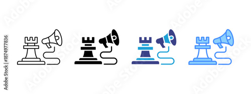 Marketing Strategy icon set multiple style collection