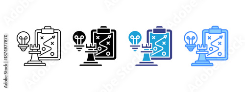 Strategic icon set multiple style collection