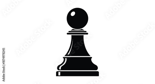 A striking black chess pawn design stands out against a white backdrop a bold silhouette