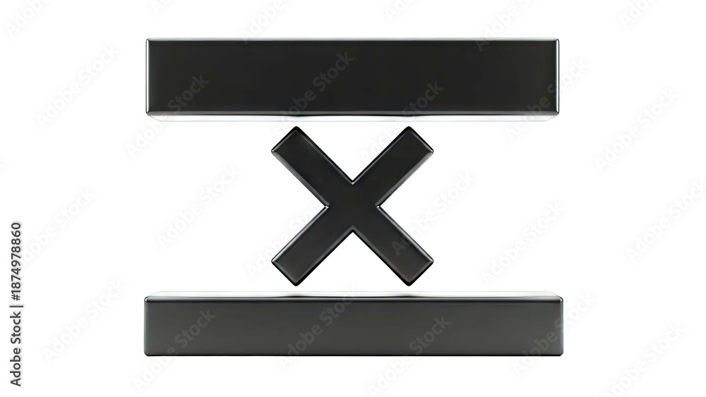 Obraz premium Black 'X' Symbol Between Two Rectangles