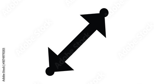 A striking black arrow pointing upwards and downwards a simple graphic design silhouette