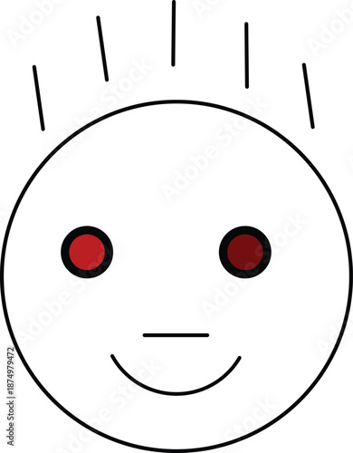 Vector illustration of a happy yellow cartoon smiley face with a cheerful expression and a funny 3d cute icon design alongside an angry emoticon symbol