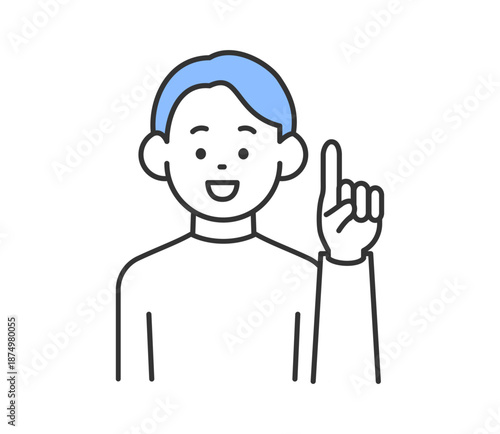 指さしをする男性のイラスト　ベクター