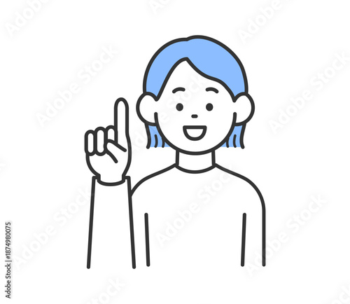 指さしをする女性のイラスト　ベクター