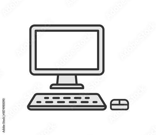 デスクトップ型パソコンのシンプルなアイコンイラスト　ベクター