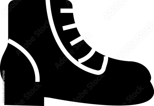 Winter shoe icon, representing cold weather footwear for snow and outdoor use. Ideal for fashion, seasonal design, a solid silhouette, ecommerce, apps, web, infographics, and retail projects.