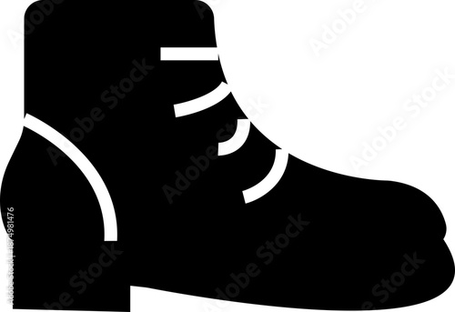 Winter shoe icon, representing cold weather footwear for snow and outdoor use. Ideal for fashion, seasonal design, a solid silhouette, ecommerce, apps, web, infographics, and retail projects.