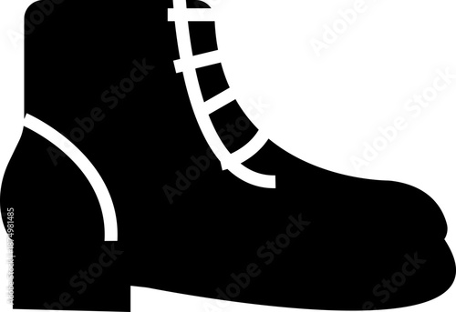 Winter shoe icon, representing cold weather footwear for snow and outdoor use. Ideal for fashion, seasonal design, a solid silhouette, ecommerce, apps, web, infographics, and retail projects.