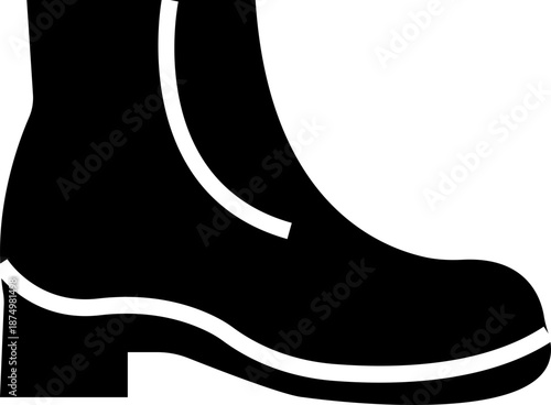 Winter shoe icon, representing cold weather footwear for snow and outdoor use. Ideal for fashion, seasonal design, a solid silhouette, ecommerce, apps, web, infographics, and retail projects.