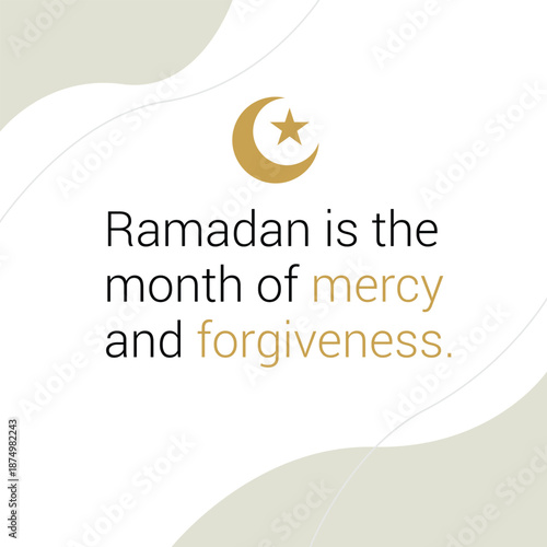 Ramadan Quote Poster With Crescent Moon Flat Vector Peaceful Design EPS