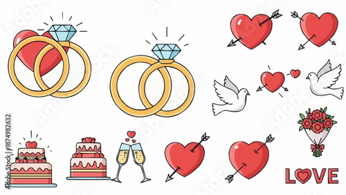 Wedding and Love Symbols Collection.