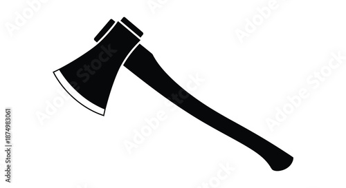 A striking black and white illustration of a classic hand axe a powerful silhouette