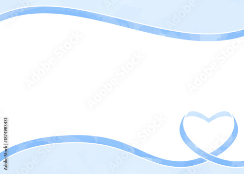 ハート型リボンの背景フレーム、水彩カラー