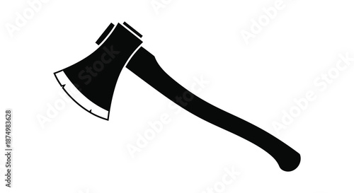A striking black and white depiction of a classic lumberjack axe a bold silhouette