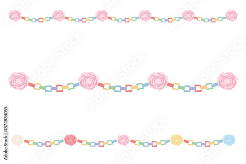 ふんわり春色 卒園・入園シリーズ｜折り紙とお花紙のライン3種セット
Soft Pastel Spring Graduation & Entrance Series | Paper Line Set