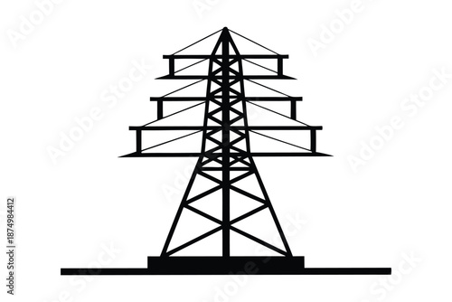 Print power tower silhouette on white background