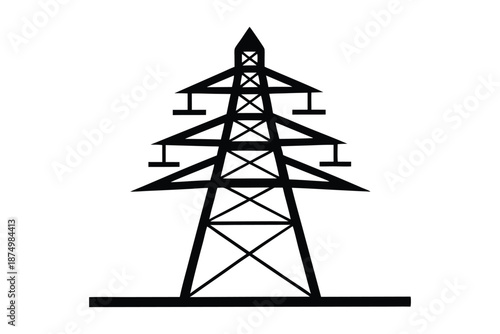 Print power tower silhouette vector illustration transmission tower