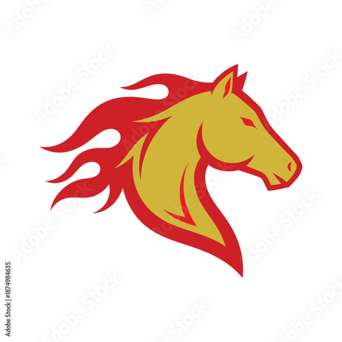 Dynamic Illustration of a Horse Head with Flowing Mane