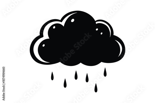 Raincloud unique hand drawn art silhouette on white background