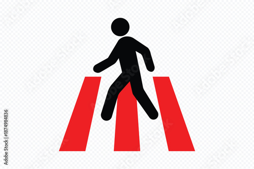 Pedestrian crossing warning sign safety alert traffic symbol alert icon street safety road caution. walking person, concept of traffic, safety, road sign, caution, icon, instructional design element 