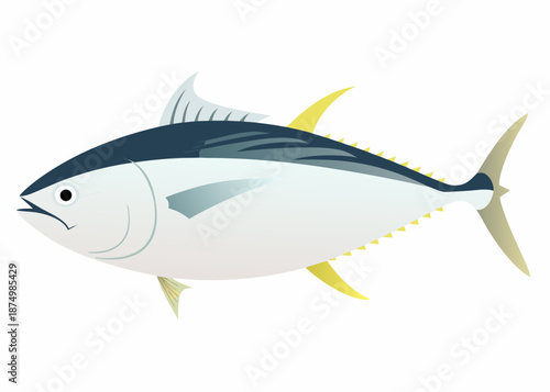 a large white fish with a blue back and yellow fins