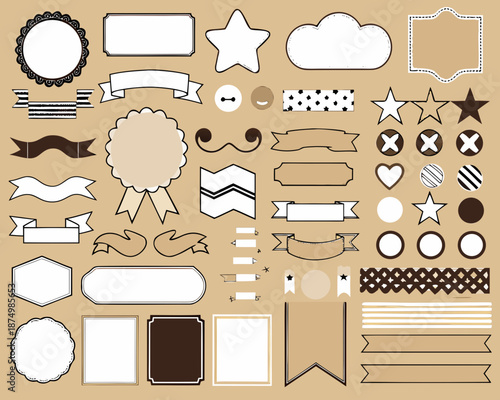 collection of various brown and white graphic design elements and shapes