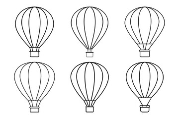 Fotobehang Luchtballon Luchtballon lijntekening op witte achtergrond  © Nezamur