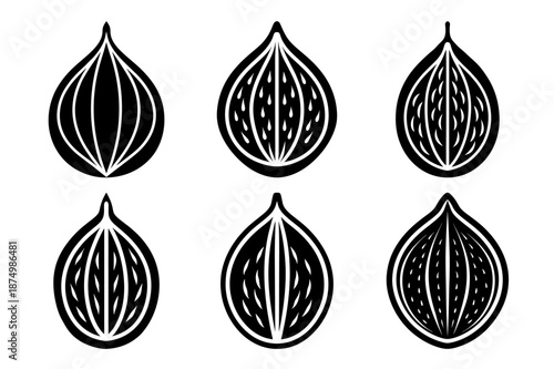 Nutmeg icon silhouette set vector illustration design white background