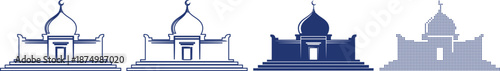 Collection of mosque building icons in various design formats