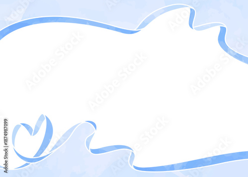 ハート型リボンの背景フレーム、水彩カラー