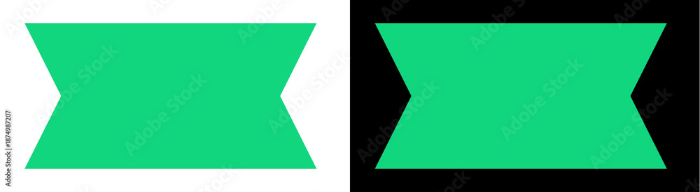 Obraz premium PNG image of&nbsp;Two bold emerald green geometric shapes with inward pointing notches facing each other symbolize connection or separation on transparent background