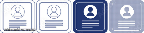User profile identification id card symbol in various line art and filled styles