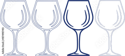Glassware set for wine tasting isolated on transparent backgrounds