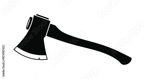 A striking black and white depiction of a classic hand tool a lumberjack axe silhouette