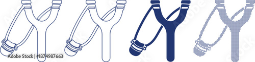 Slingshot icon vector flat outline solid and dotted design art