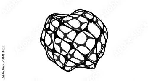 Intricate geometric form with a network of interconnected cells a striking black silhouette