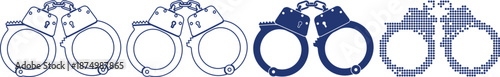 Handcuffs vector line icon illustration set isolated on background