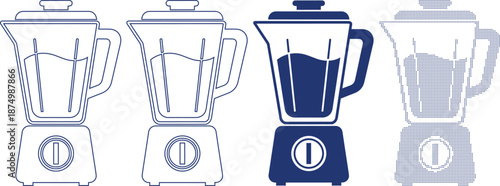 Blender kitchen appliance vector line icon illustration set on background