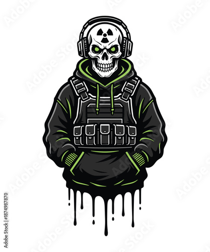 Radioactive Skull vector illustration