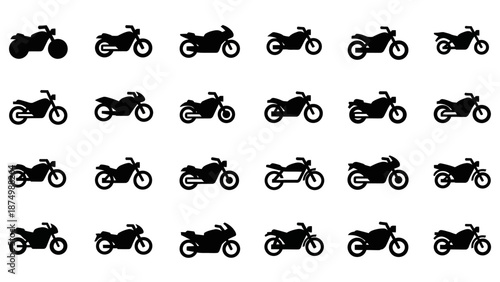 Collection of Motorcycle Silhouettes in Various Poses.