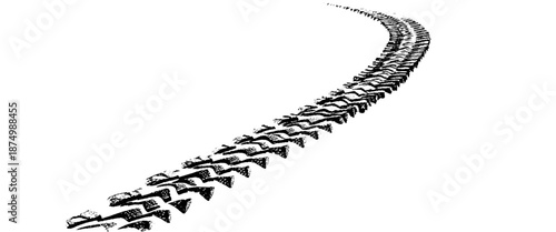 Vector set of Tire tread marks white tire tracks and skid marks isolated white background