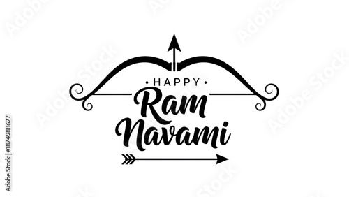 Ram Navami minimalist typography design with bow and arrow symbol celebrating Hindu festival devotion spirituality suitable for branding posters prints and digital use
